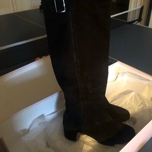Knee high boots black suede size 38